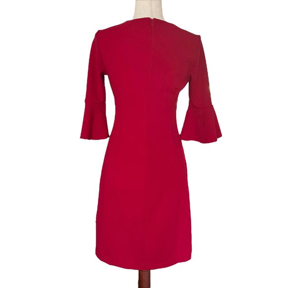 Banana Republic Sheath dress Bell flutter sleeves Womens Sz 2 4  Red Holiday - Picture 3 of 13